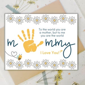 Handabdruck Muttertagskarte, Geschenk für Vorschulkinder, Bastelprojekte für Vorschulkinder, Geschenk für Mama, Handabdruck Mom Schild