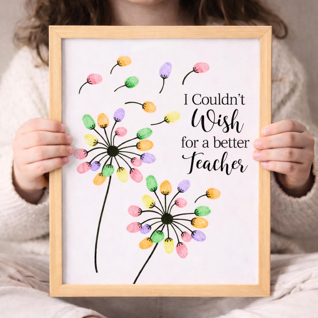Teacher Appreciation Gift, Dandelion Fingerprint Art, Handprint Craft ...