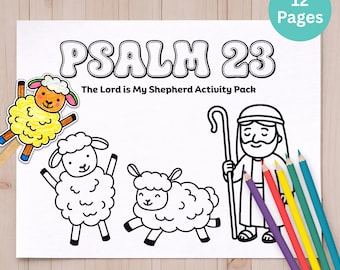 Psalm 23 Printable Craft, Bible Verse Coloring Pages, The Lord is My Shepherd Sunday School Lessons for Kids Printable PDF