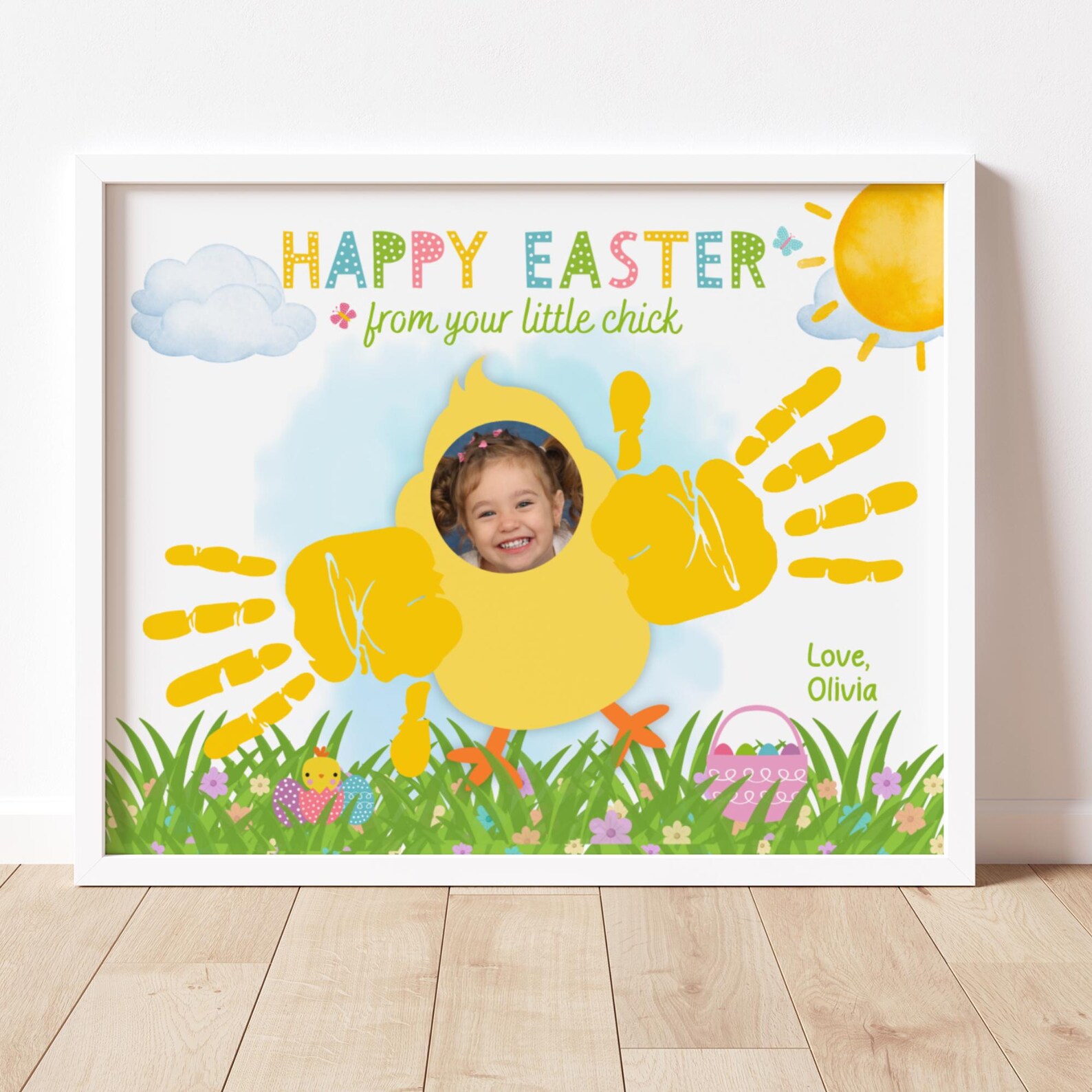 Easter Chick Handprint Craft With Photo Frame, Spring Handprint Art ...