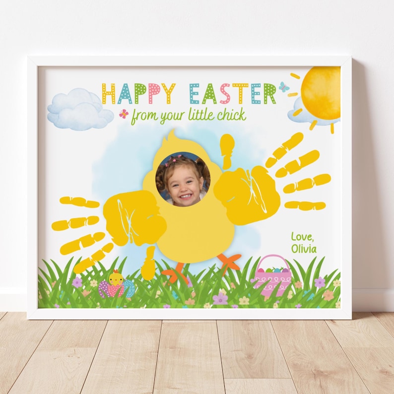 Easter Chick Handprint Craft With Photo Frame, Spring Handprint Art ...