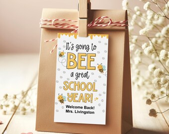 Bee Gift Tags, First Day of School, Welcome Back Classroom Gifts, Fillable PDF