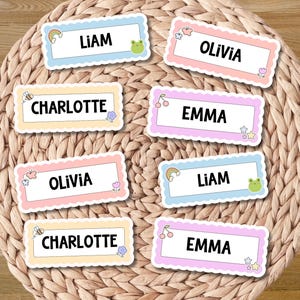 Waterproof Daycare Labels, Personalized Name Labels for Kids, Pastel Water Bottle Decals, Custom Vinyl Stickers for School & Preschool