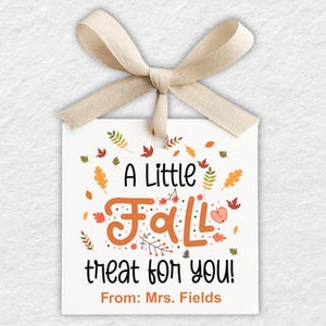 Fall Gift Tags for Classroom Favors or Teacher Appreciation, Treat Bag Tags Fillable PDF