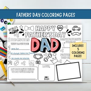 Happy Fathers Day Coloring Pages for Kids, All About Dad Card, Fathers Day Activities for Kids, Best Dad Gift, Preschool Activities,