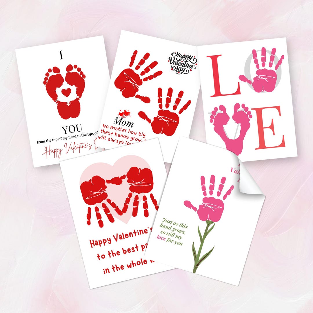 Handprint Valentines Day Card Bundle Printable Valentines Day Crafts ...