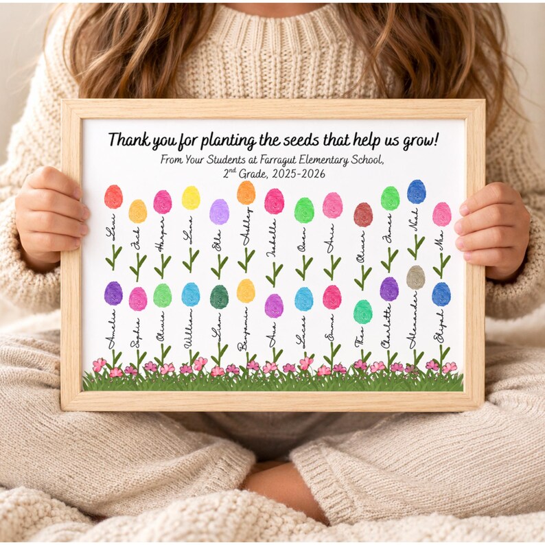 Teacher Appreciation Fingerprint Class Keepsake, Teacher Thank You for ...