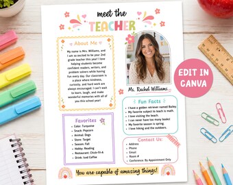 Modello floreale per incontrare l'insegnante: modello Canva modificabile