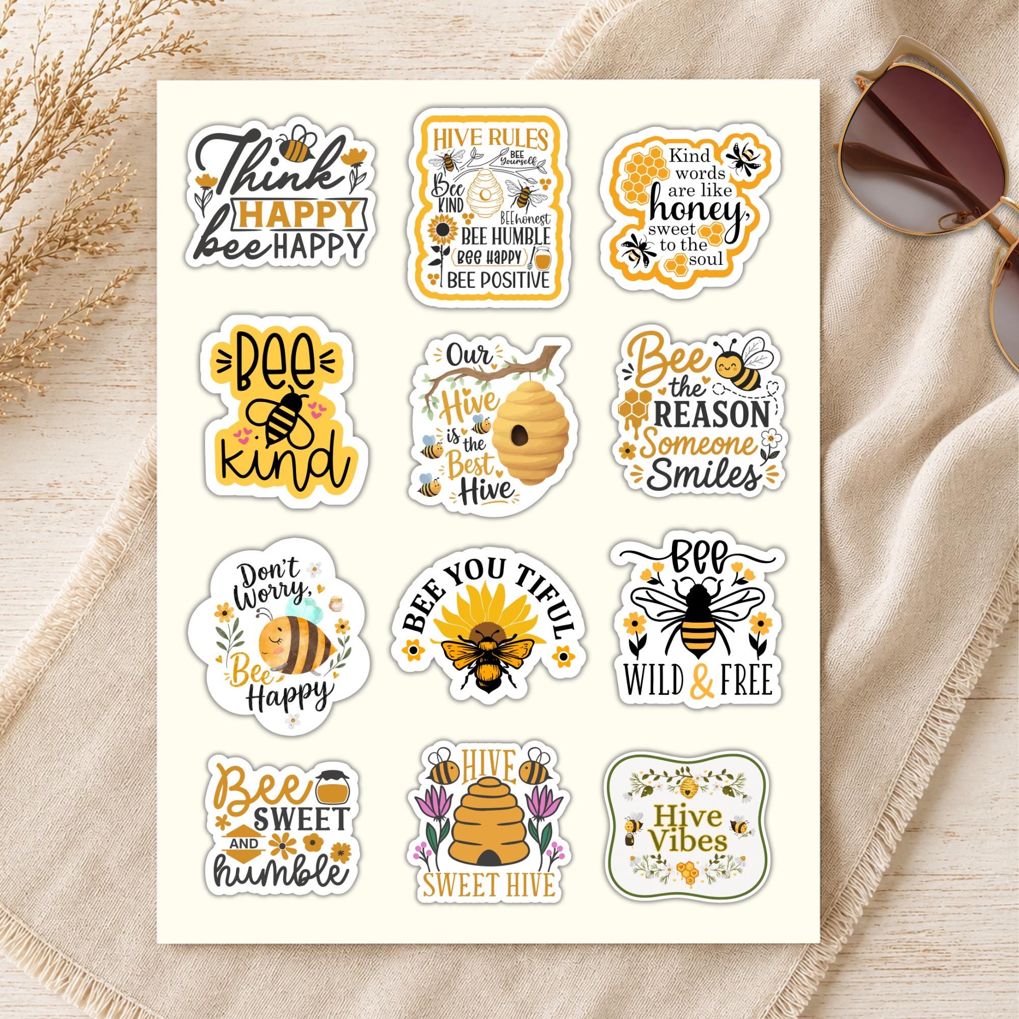 Waterproof Bee Stickers, Inspirational Bumblebee Decal Pack for Water ...