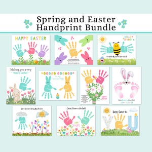 Spring and Easter Handprint Craft Bundle with Footprint, Fingerprint Art, Daycare Activity, Toddler Keepsake