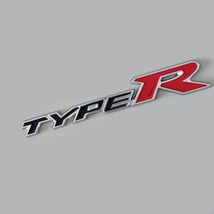 Black/Red Type R Front Grill & Rear Boot Badge Set Emblem Decal Logo For Car