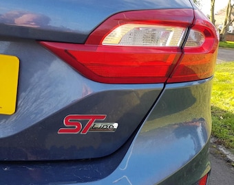 Red ST Line Silver Gloss Boot Badge Ford Focus Fiesta Puma Kuga EcoSport Car