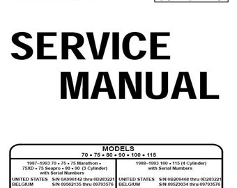 Service Manual for Mercury 70 75 80 90 100 115 Outboard 1988-1993