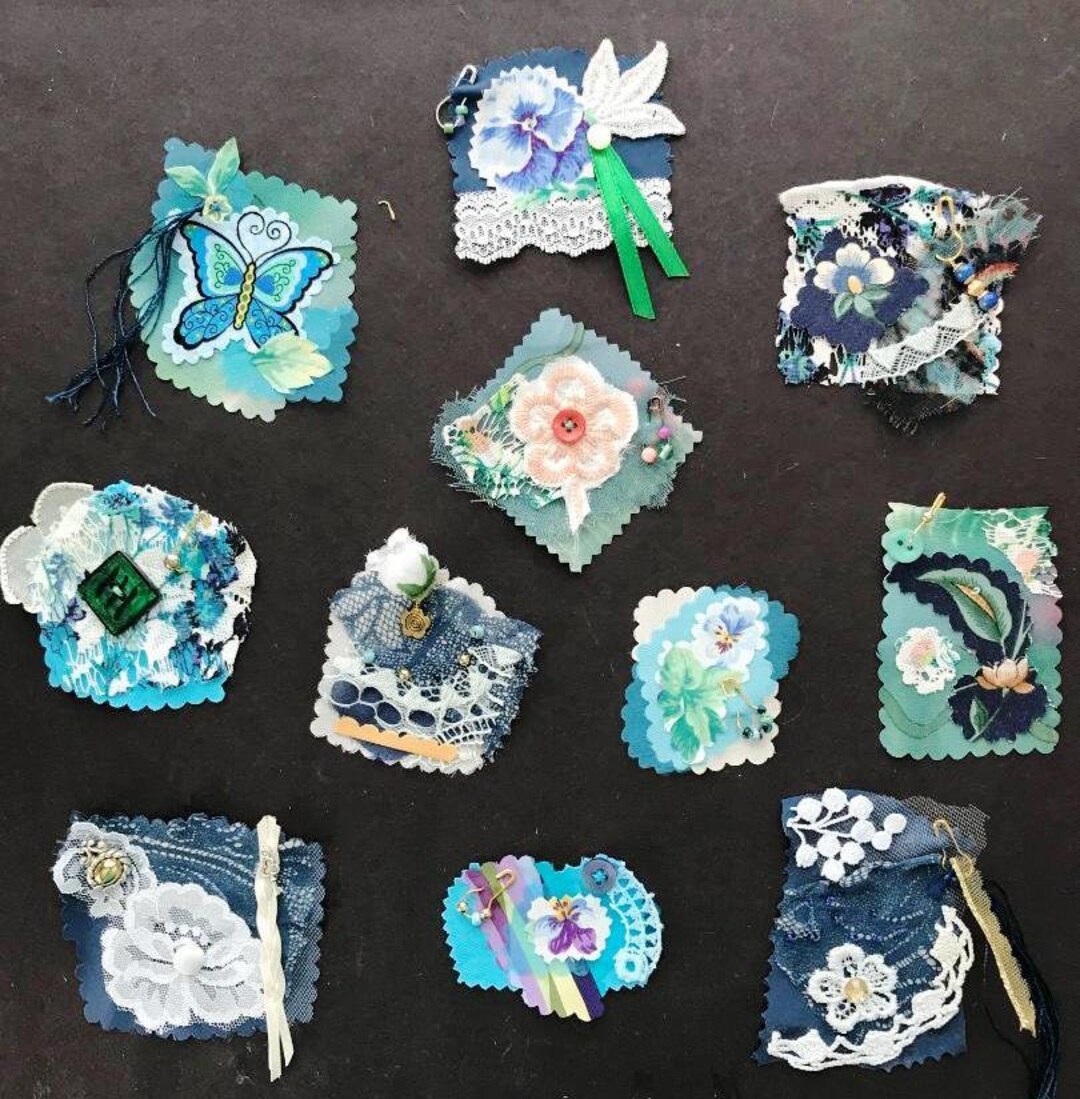 Cluster Ribbons Cluster Tags Set of 11 Lace Ribbon Fabric Handmade Embellishments ...