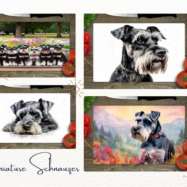 Schnauzer Glass Chopping Boards - Various Designs Available