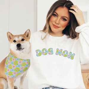 Dog Matching Outfits, Dog Mom Sweatshirt with Matching Pet Bandana, Dog And Owner Matching, Dog & Human Matching Best Friends