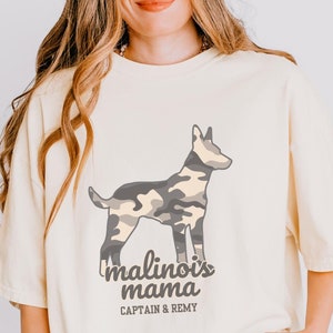 Belgian Malinois Shirt Camo Belgian Shepherd Custom Malinois Dog Mom Gift Police Dog Retirement Gift | Comfort Colors T-Shirt
