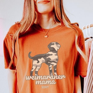 Weimaraner Shirt Camo Weimaraner Gifts Custom Weimaraner Mom Tshirt Personalized Dog Name Gifts | Comfort Colors T-Shirt