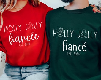 Fiance Christmas Couple Crewneck Sweatshirt Fiancee Matching Christmas Shirt Engagement Gift Proposal Gift Crewneck Sweatshirt