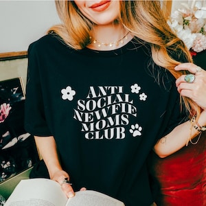 Newfoundland Newfie Tshirt Dog Social Club Shirt | Antisocial Dog Moms Club | Gildan 64000 Softstyle T-Shirt