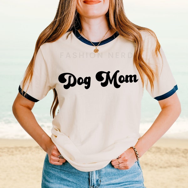 Retro Dog Mom Ringer Tee Vintage-Inspired T-Shirt Gift For Dog Lovers Dog Moms Day Shirt