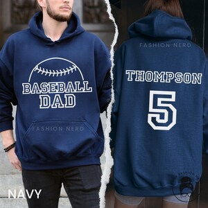 Custom Baseball Hoodie Baseball Dad Sweatshirt Personalized Baseball Gift Baseball TShirt Baseball Number Sweatshirt