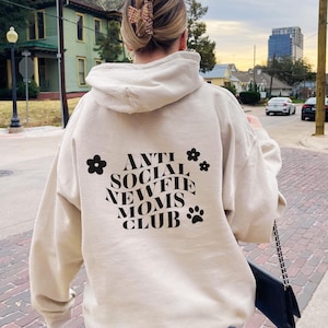 Newfie Dog Mom Newfoundland Gifts Antisocial Newfie Mom Hoodie Sweatshirt Back Print Shirt Anti Social Dog Mothers Day Gift