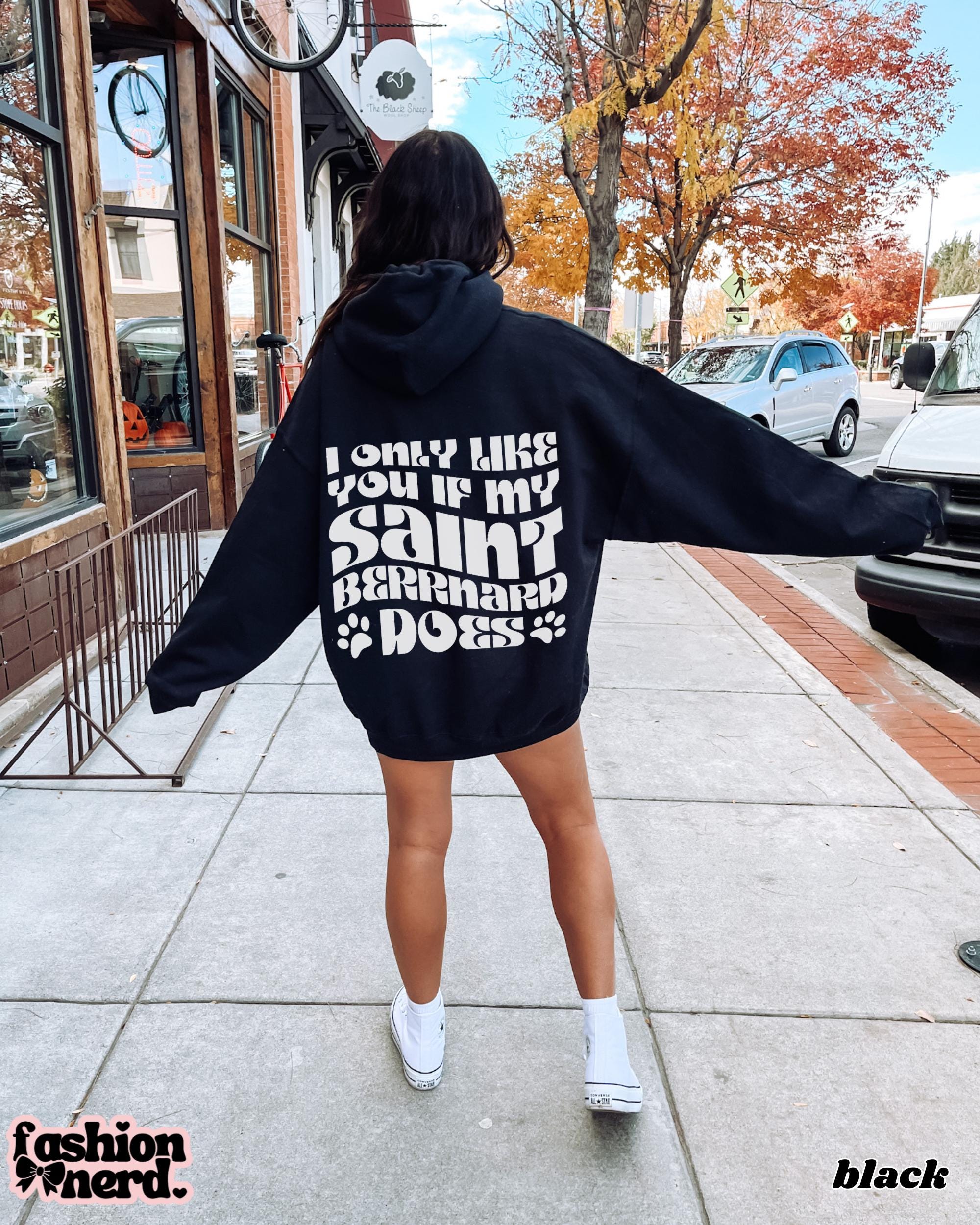 Saint Bernard Hoodie Back Print Sweatshirt Funny Dog Mom Retro Hooded Pullover Sweater Fleece Dog Mama Gifts Sarcastic
