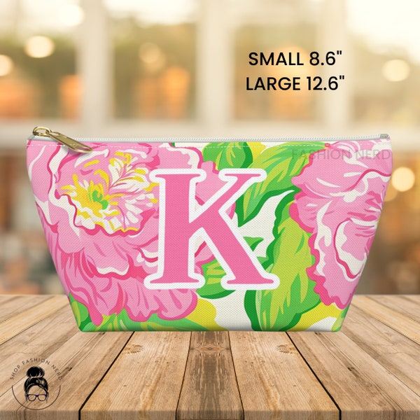 Monogram Pouch Monogram Initial Custom Makeup Bag Personalized Cosmetic Jewelry Travel Pouch Preppy West Palm Beach Bridal Party Gifts