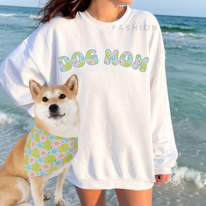 Dog Matching Outfits Dog Mom Sweatshirt with Matching Pet Bandana Dog And Owner Matching Dog And Human Matching Dog Mom Gifts