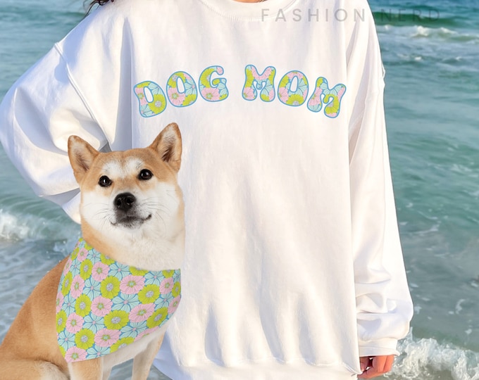 Dog Matching Outfits Dog Mom Sweatshirt with Matching Pet Bandana Dog And Owner Matching Dog And Human Matching Dog Mom Gifts