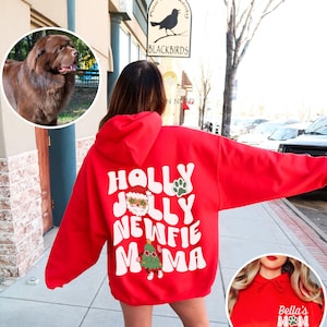 Newfoundland Gifts Newfoundland Christmas Hoodie Holly Jolly Newfie Mama Hoodie Dog Mom Sweatshirt