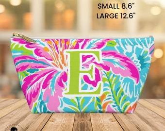 Monogram Pouch Monogram Initial Custom Makeup Bag Personalized Cosmetic Jewelry Travel Pouch Preppy West Palm Beach Bridal Party Gifts