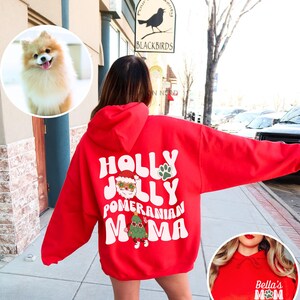 Pommern Geschenke Pommern Weihnachten Hoodie Holly Jolly Pommern Mama Hoodie Dog Mom Sweatshirt