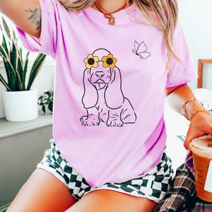 Basset Hounds Tshirt Basset Hound Shirt Basset Hound Mom Gift | Dog Wearing Sunglasses | Bella + Canvas 3001 T-Shirt
