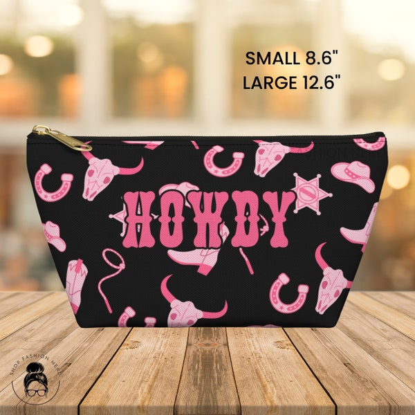 Howdy Cowgirl Bachelorette Bag Makeup Bag Cosmetic Jewelry Travel Pouch Toiletry Bag Coastal Cowgirl Disco Cowgirl Western Cowboy Rodeo