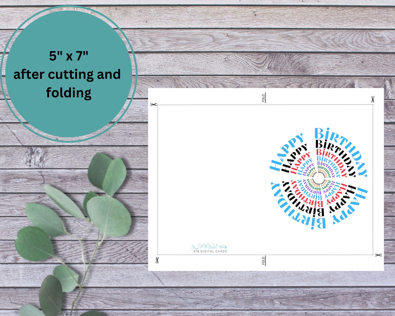 Printable Birthday Card | Digital Birthday Card | Instant Download | 5 ...