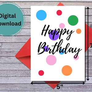 Printable Birthday Card Instant Download 5 X 7 PDF Card Digital ...