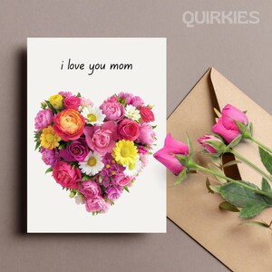 Druckbare ich liebe dich Mama Muttertagskarte 5 x 7, alles Gute zum Muttertag, Florale Karte Instant Download A4 und 8,5 x 11 Blumen Grußkarten
