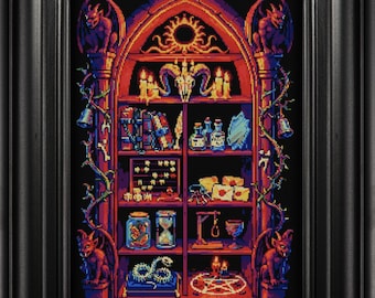 Neon Kabinett Der Raritäten 2 Kreuzstich-Muster Halloween Hexerei Schädel Creepy Skeleton Spooky Wicca Okkulte Gothic Pdf