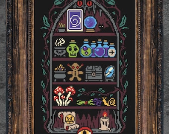 Schrank der Raritäten Kreuzstichmuster: Spooky Witchcraft Design