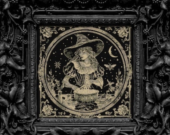 Witch Gothic Cross Stitch Pattern, Halloween Horror (PDF Pattern)