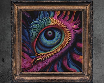 Psychedelic Eye Cross Stitch Pattern: Trippy Retro Art (PDF Download)