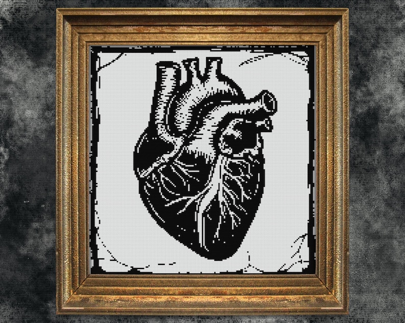 Gothic Anatomy Heart Cross Stitch Pattern (PDF Pattern) - Etsy