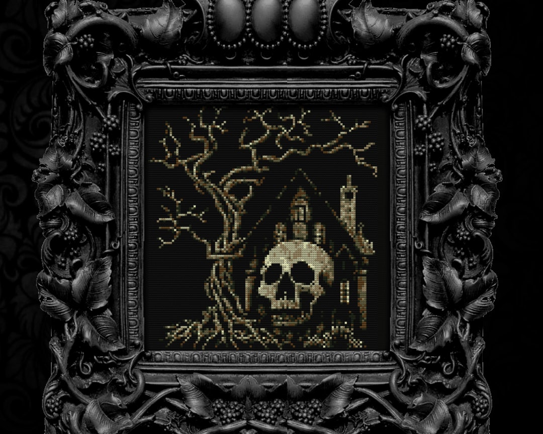 Skull House Gothic Cross Stitch Pattern: Halloween Horror (PDF Pattern ...