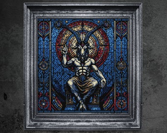 Baphomet Cross Stitch Pattern: Gothic Satanic Lucifer Design (Digital Download)