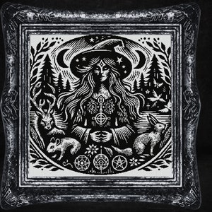 Witch in the Wood Cross Stitch Pattern Gift for Halloween Horror Woodcut Modern Creepy Spooky Gothic Cross Stitch Pattern Full Coverage