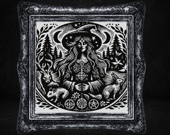 Patrón de punto de cruz de bruja en el bosque, Halloween gótico (patrón PDF)