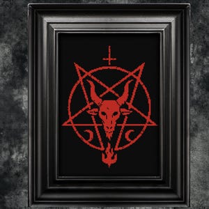 Pentagram Baphomet Cross Stitch Pattern Gift for Halloween Horror Creepy Satanic Devil Demon Gothic Spooky Dark Creepy Modern Xstitch