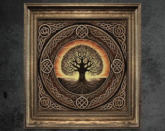 Patrón de punto de cruz del árbol de la vida celta (descarga en PDF)